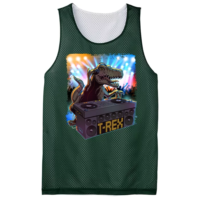 Cool DJ Dance Party TRex Dinosaur Mesh Reversible Basketball Jersey Tank