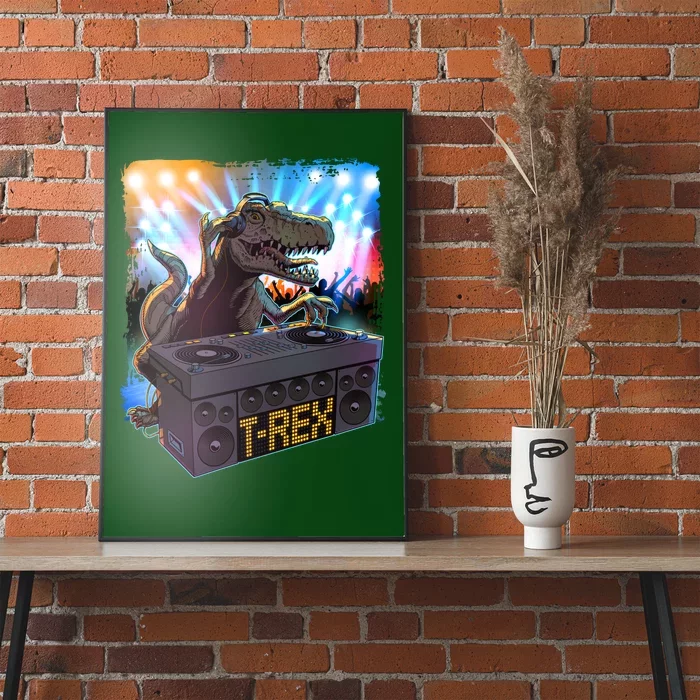 Cool DJ Dance Party TRex Dinosaur Poster