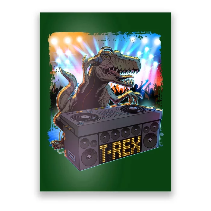 Cool DJ Dance Party TRex Dinosaur Poster