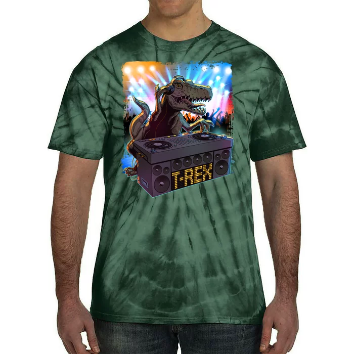 Cool DJ Dance Party TRex Dinosaur Tie-Dye T-Shirt