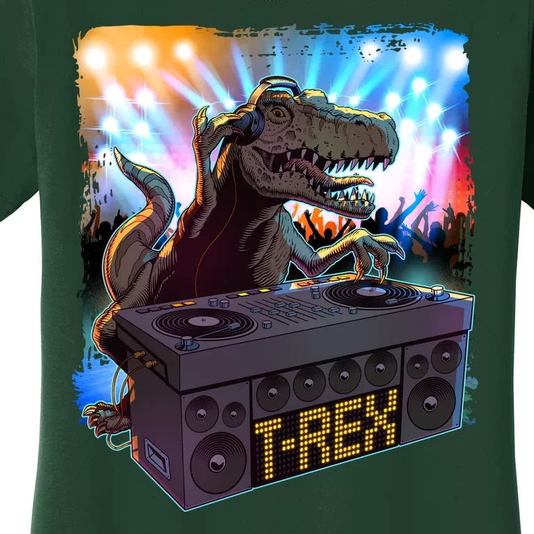 Cool DJ Dance Party TRex Dinosaur Women's T-Shirt