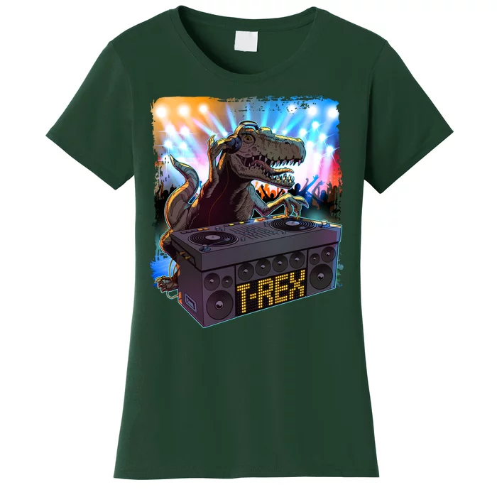 Cool DJ Dance Party TRex Dinosaur Women's T-Shirt