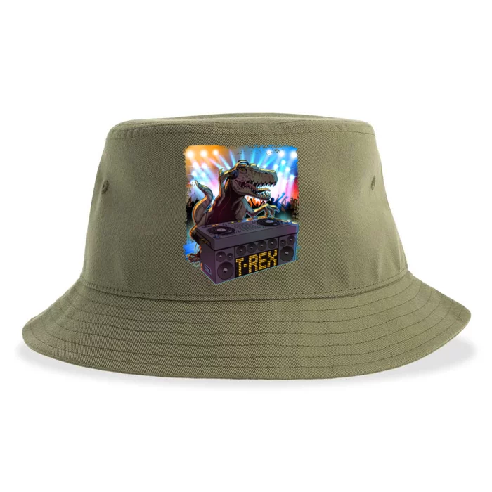 Cool DJ Dance Party TRex Dinosaur Sustainable Bucket Hat