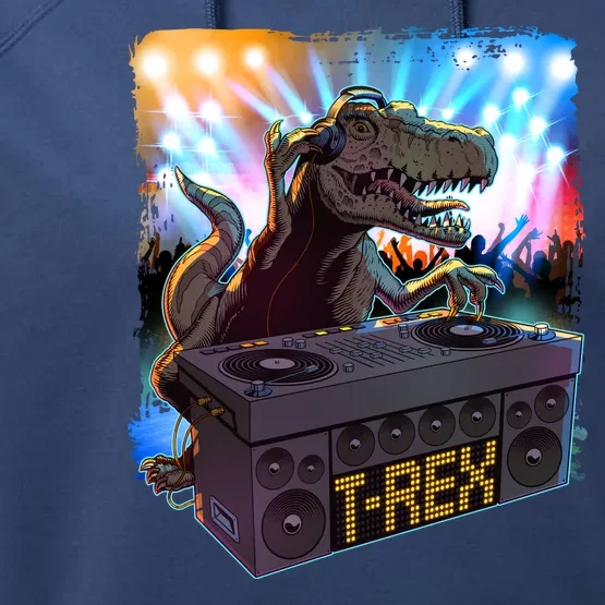 Cool DJ Dance Party TRex Dinosaur Performance Fleece Hoodie