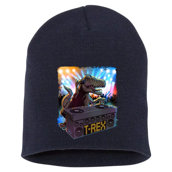 Cool DJ Dance Party TRex Dinosaur Short Acrylic Beanie