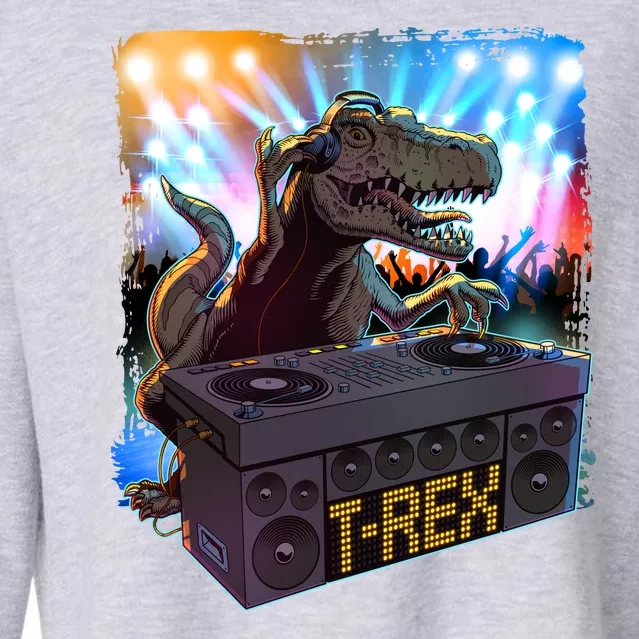 Cool DJ Dance Party TRex Dinosaur Cropped Pullover Crew