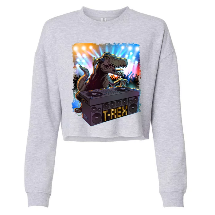 Cool DJ Dance Party TRex Dinosaur Cropped Pullover Crew