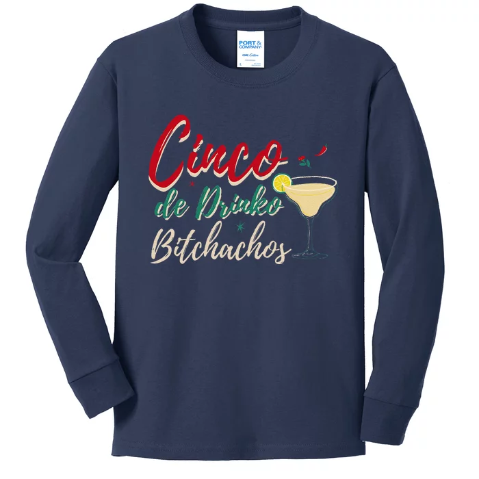 Cinco De Drinko Bitchachos Funny Drinking Mexican Kids Long Sleeve Shirt