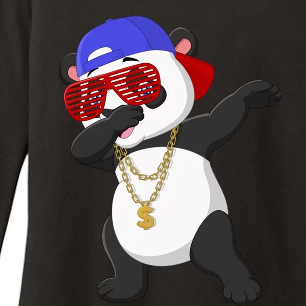 Cool Dabbing Dancing Panda Wearing Sunglasses Hat Necklace Funny Gift Womens CVC Long Sleeve Shirt