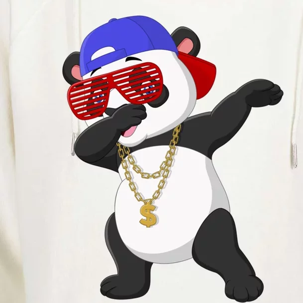 Cool Dabbing Dancing Panda Wearing Sunglasses Hat Necklace Funny Gift Womens Funnel Neck Pullover Hood