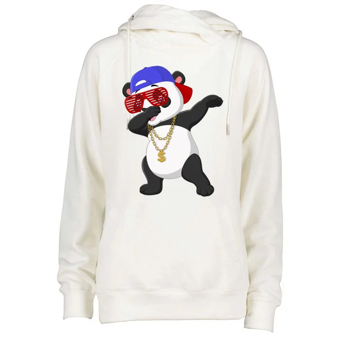 Cool Dabbing Dancing Panda Wearing Sunglasses Hat Necklace Funny Gift Womens Funnel Neck Pullover Hood