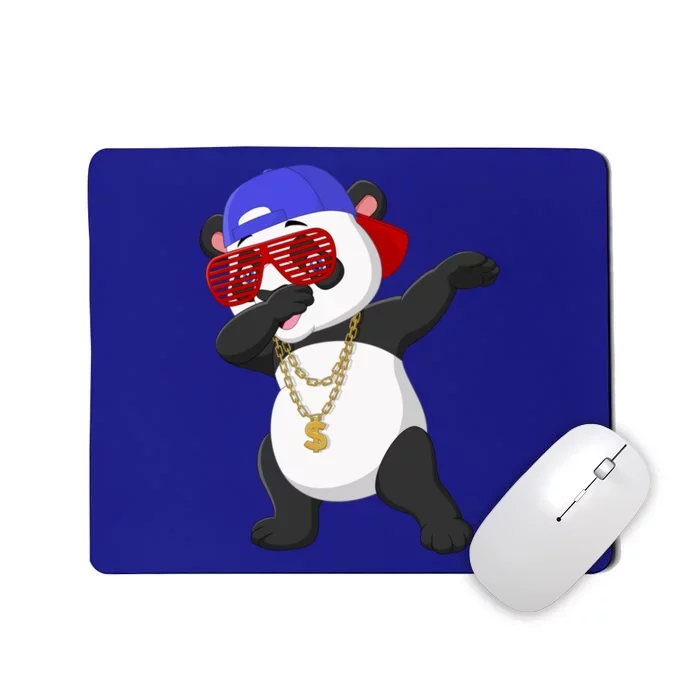 Cool Dabbing Dancing Panda Wearing Sunglasses Hat Necklace Funny Gift Mousepad