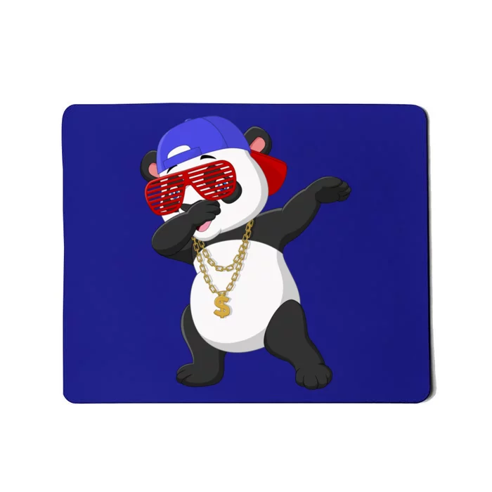 Cool Dabbing Dancing Panda Wearing Sunglasses Hat Necklace Funny Gift Mousepad