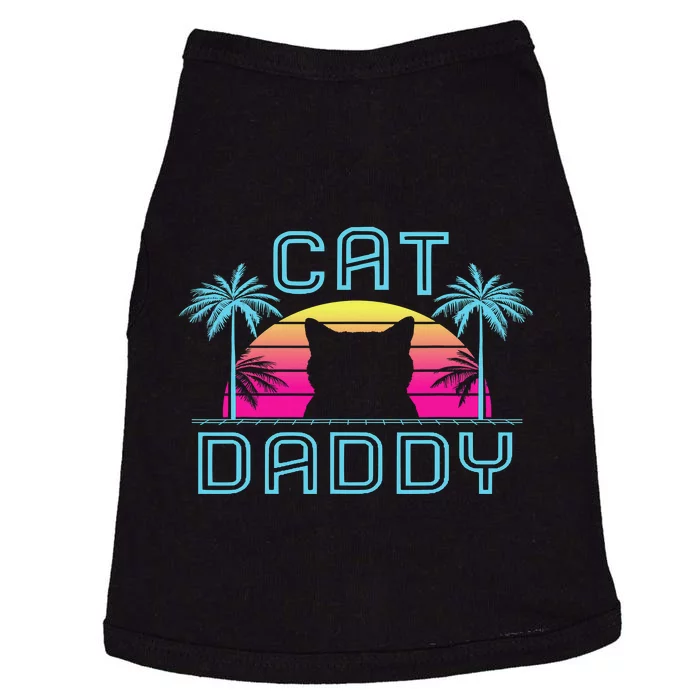 Cat Daddy Dad fathers day retro cat papa Doggie Tank