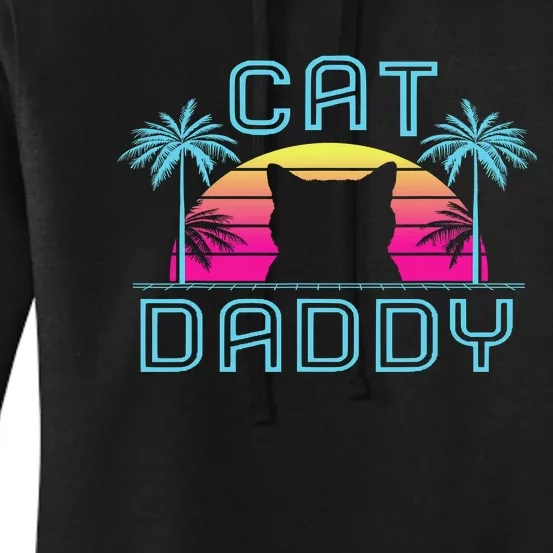 Cat Daddy Dad fathers day retro cat papa Women's Pullover Hoodie