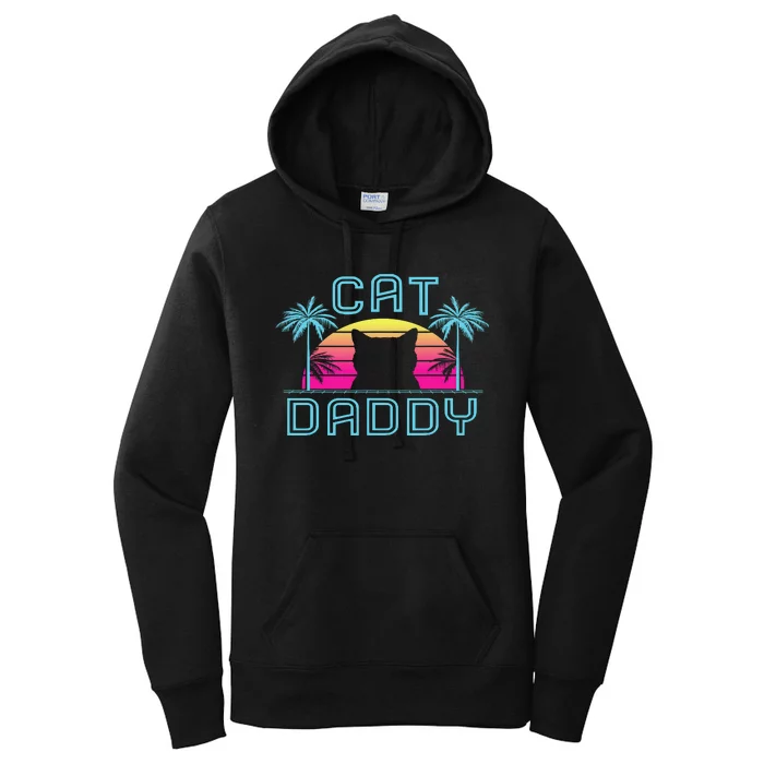 Cat Daddy Dad fathers day retro cat papa Women's Pullover Hoodie