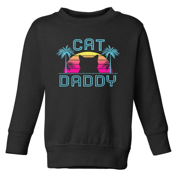 Cat Daddy Dad fathers day retro cat papa Toddler Sweatshirt