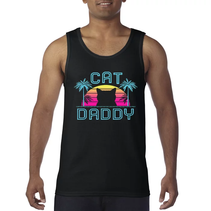 Cat Daddy Dad fathers day retro cat papa Tank Top