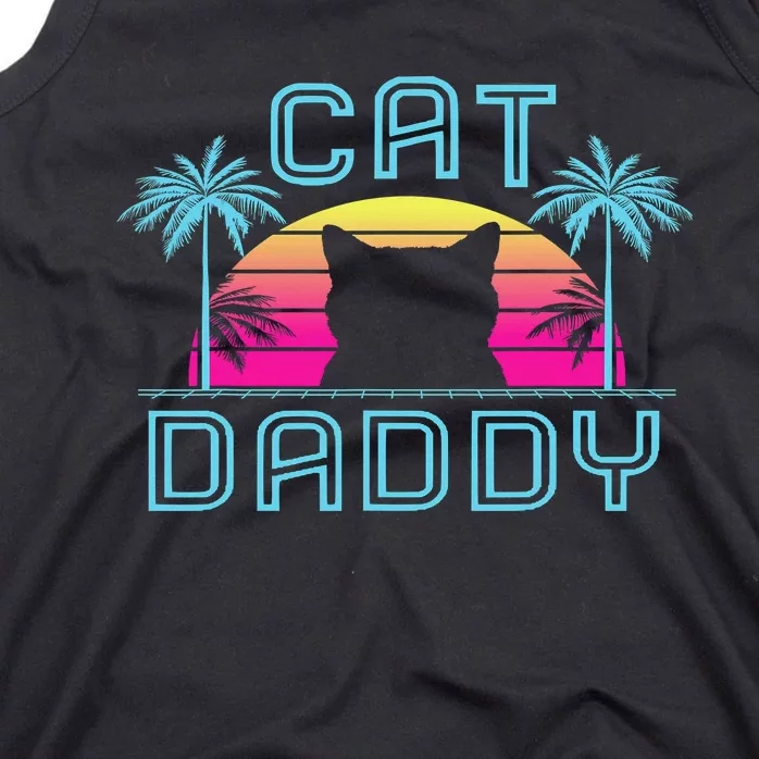 Cat Daddy Dad fathers day retro cat papa Tank Top