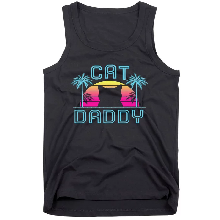 Cat Daddy Dad fathers day retro cat papa Tank Top