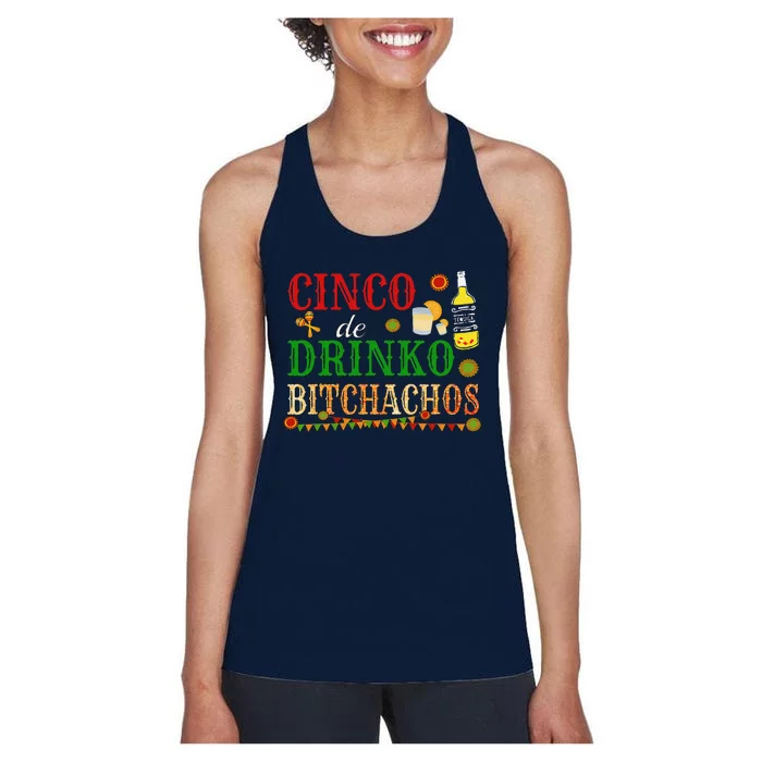 Cinco De Drinko Bitchachos Drinking Women's Racerback Tank