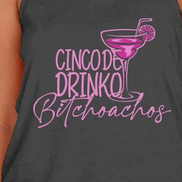 Cinco De Drinko Bitchachos Funny Cinco De Mayo Drinking Women's Knotted Racerback Tank