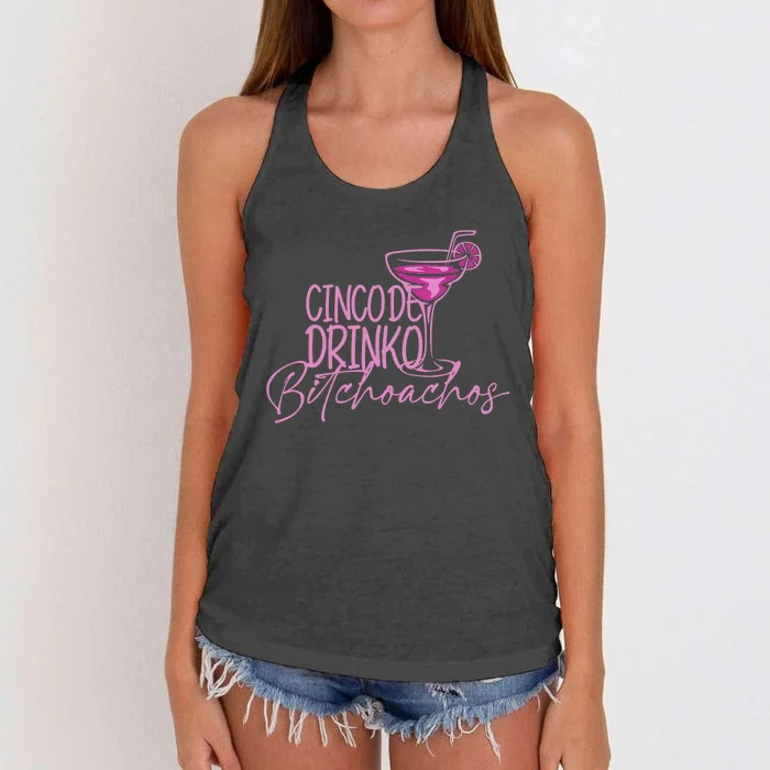 Cinco De Drinko Bitchachos Funny Cinco De Mayo Drinking Women's Knotted Racerback Tank