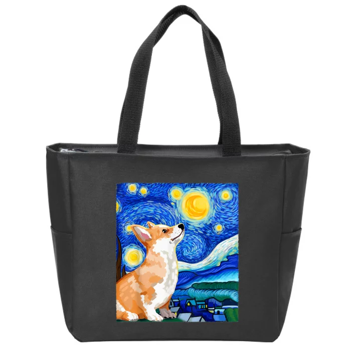 Corgi Dog Dog Lover Starry Night Dog Corgi Zip Tote Bag