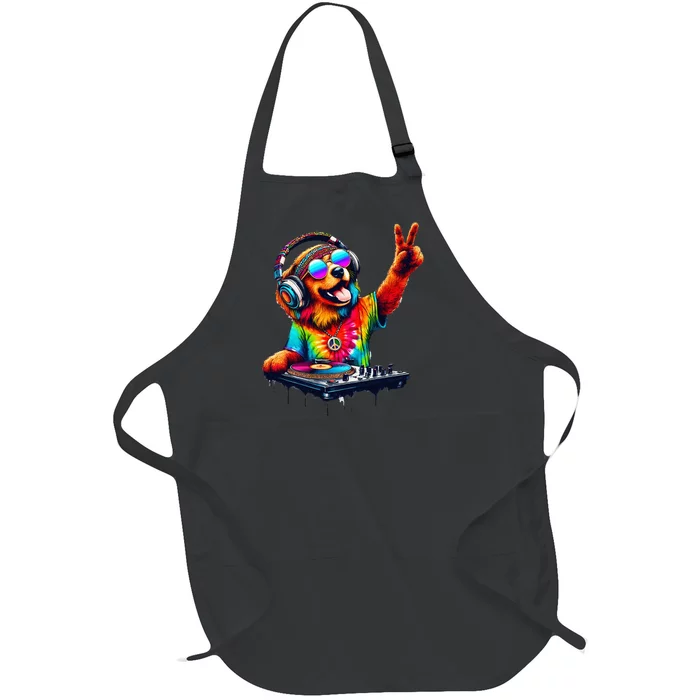 Colourful Dog DJ Full-Length Apron With Pocket