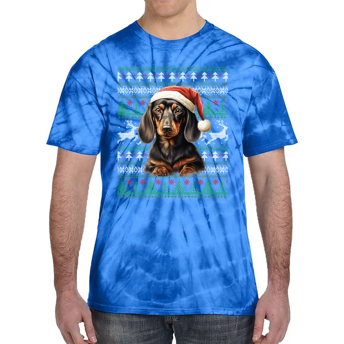 Christmas Dachshund Dog Ugly Holiday Sweater Doxie Wiener Cute Gift Tie-Dye T-Shirt