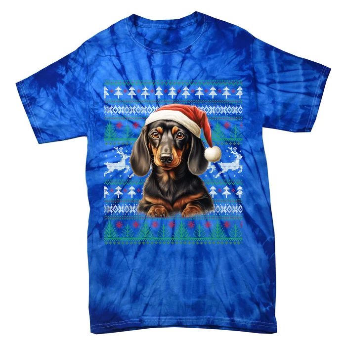 Christmas Dachshund Dog Ugly Holiday Sweater Doxie Wiener Cute Gift Tie-Dye T-Shirt