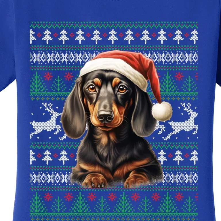 Christmas Dachshund Dog Ugly Holiday Sweater Doxie Wiener Cute Gift Women's T-Shirt