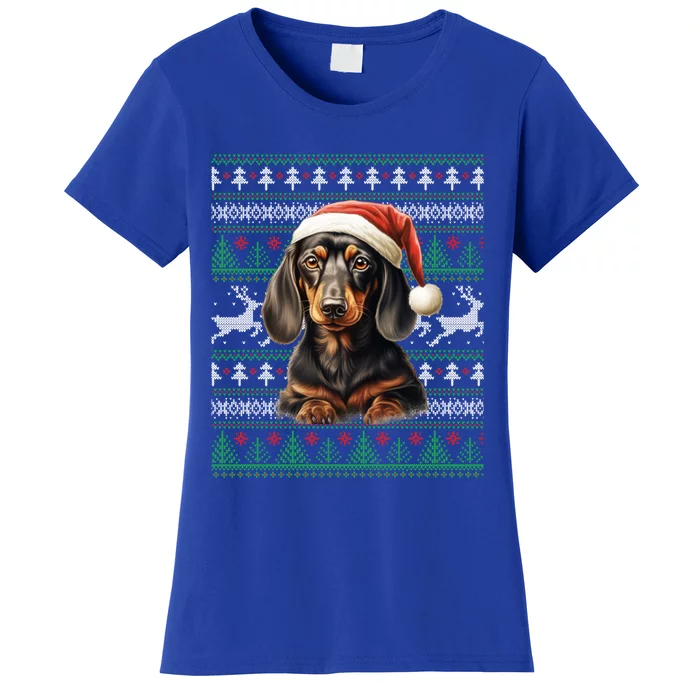 Christmas Dachshund Dog Ugly Holiday Sweater Doxie Wiener Cute Gift Women's T-Shirt