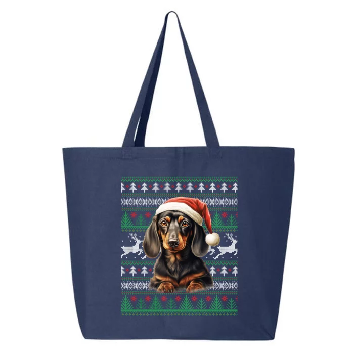 Christmas Dachshund Dog Ugly Holiday Sweater Doxie Wiener Cute Gift 25L Jumbo Tote