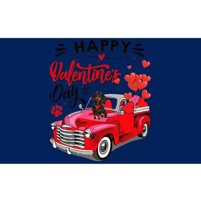 Cute Dachshund Dog Red Truck Happy Valentine's Day Valentine Bumper Sticker