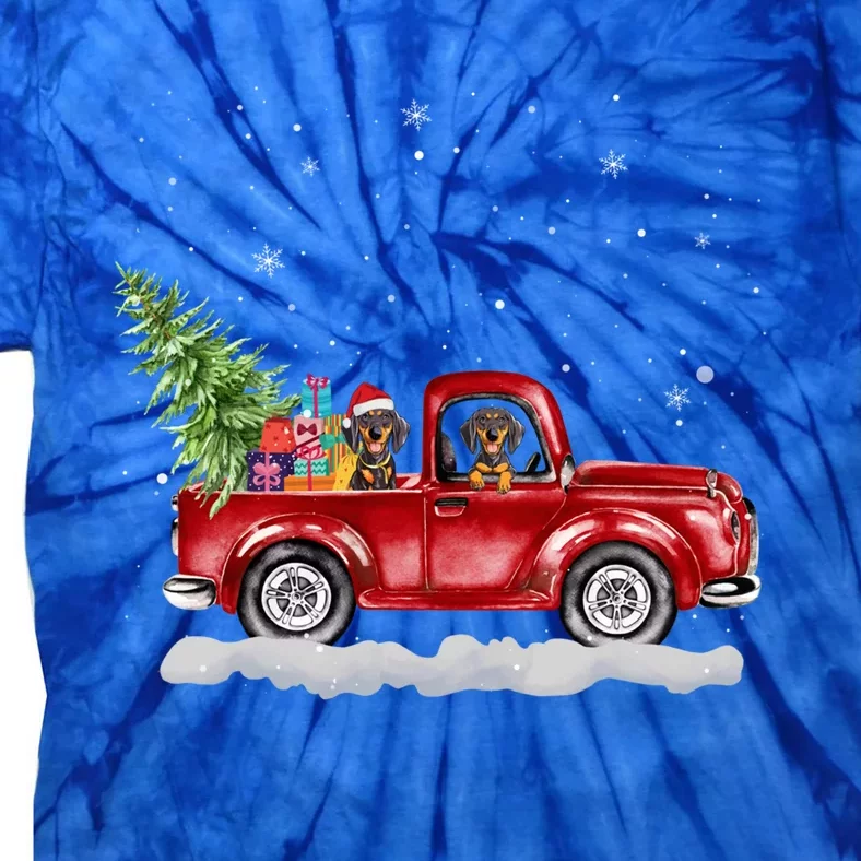 Christmas Dachshund Dogs Ride Red Truck Costumer Gift Tie-Dye T-Shirt