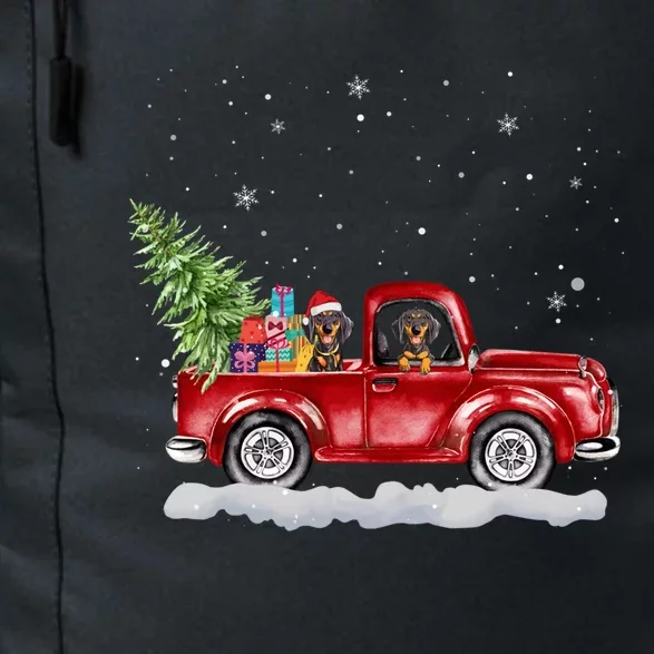 Christmas Dachshund Dogs Ride Red Truck Costumer Gift Daily Commute Backpack