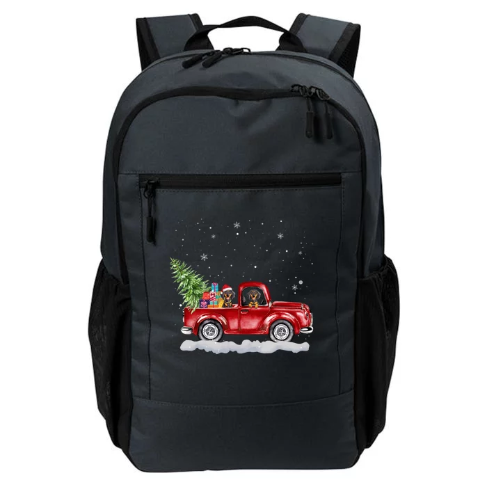 Christmas Dachshund Dogs Ride Red Truck Costumer Gift Daily Commute Backpack