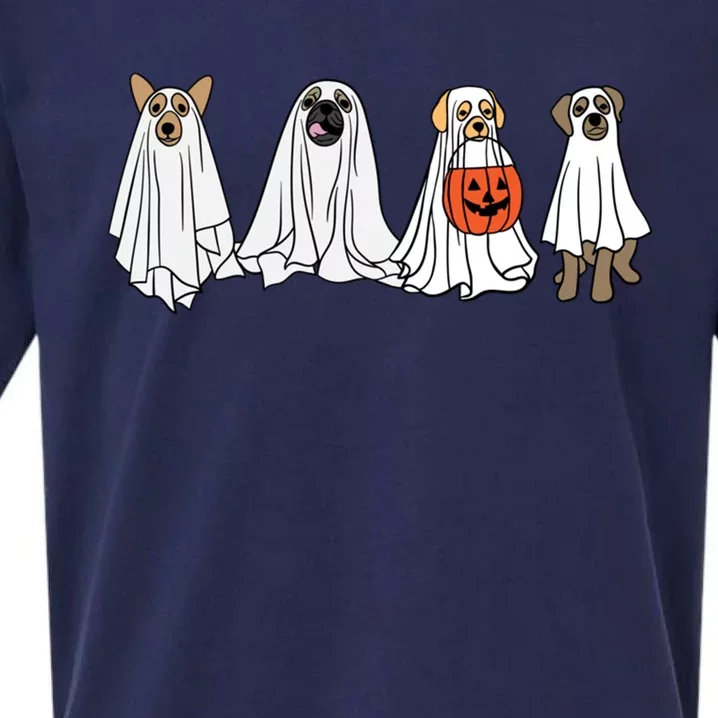 Cute Dogs Dog Puppy Halloween Ghost Dog Owner Spooky Season Gift Sueded Cloud Jersey T-Shirt