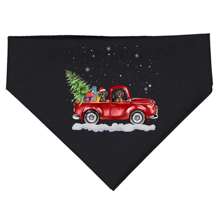 Christmas Dachshund Dogs Ride Red Truck Costumer Meaningful Gift USA-Made Doggie Bandana