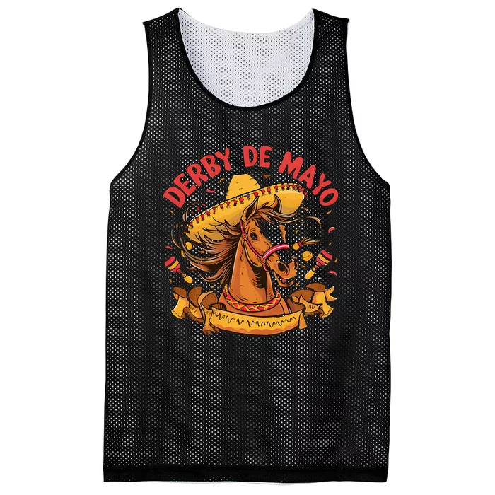 Cinco De Derby Funny Horse Racing Mesh Reversible Basketball Jersey Tank