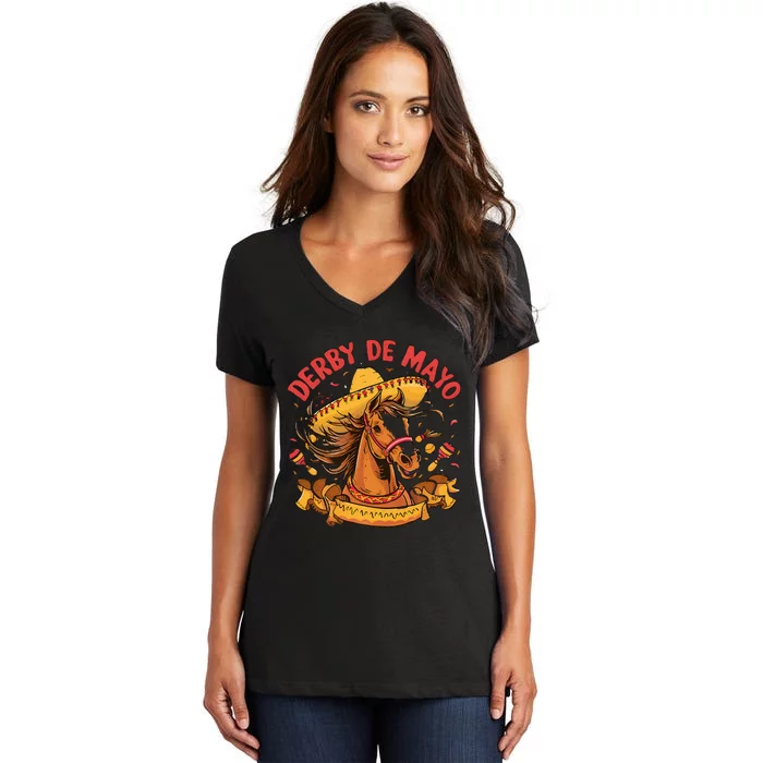 Cinco De Derby Funny Horse Racing Women's V-Neck T-Shirt