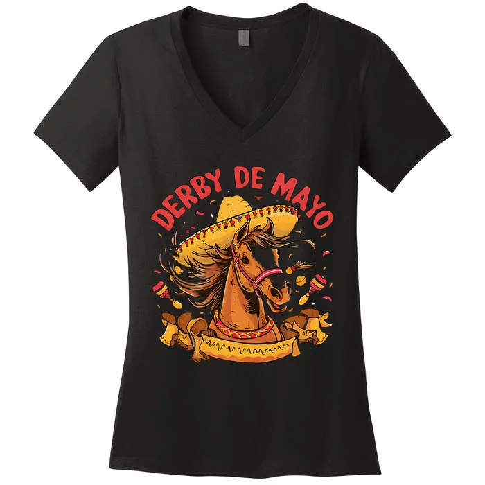 Cinco De Derby Funny Horse Racing Women's V-Neck T-Shirt