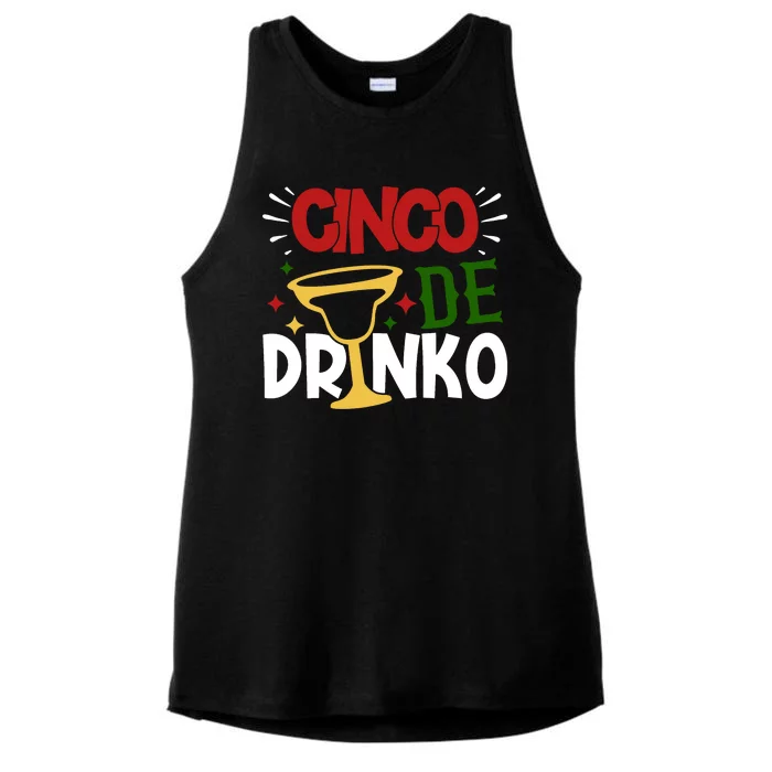 Cinco De Drinko Mexico Celebration Ladies Tri-Blend Wicking Tank