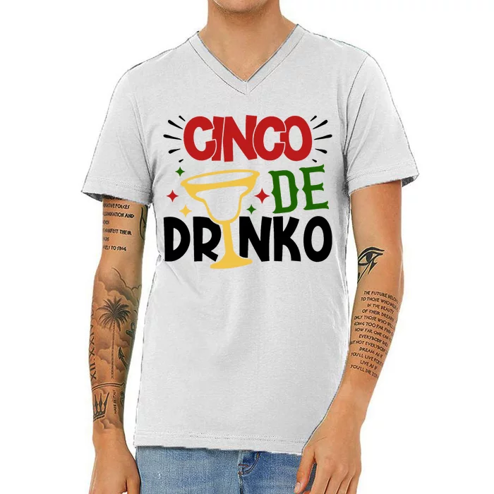 Cinco De Drinko Mexico Celebration V-Neck T-Shirt