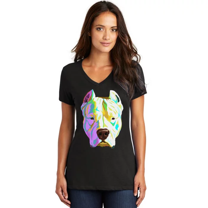 Colourful Dog Dogo Argentino Pullover Hoodie Women's V-Neck T-Shirt