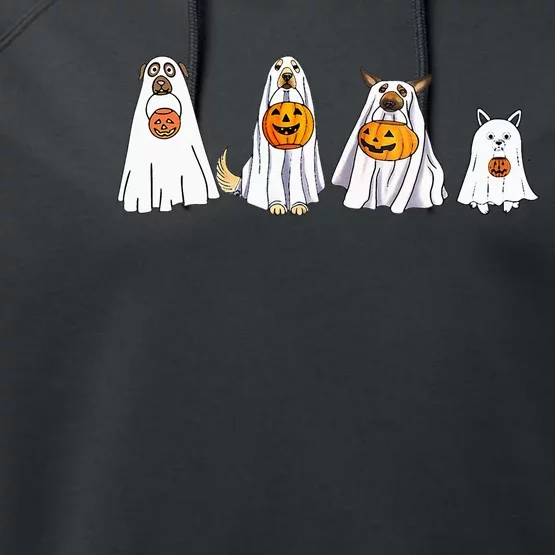 Cute Dog Dressed As Ghost Halloween Funny Boo Dog Lov Performance Fleece Hoodie