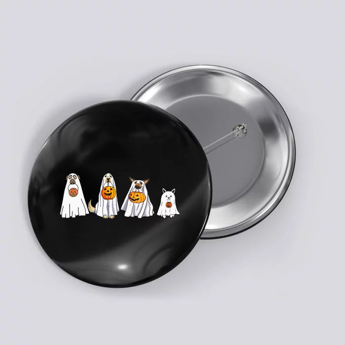 Cute Dog Dressed As Ghost Halloween Funny Boo Dog Lov Button