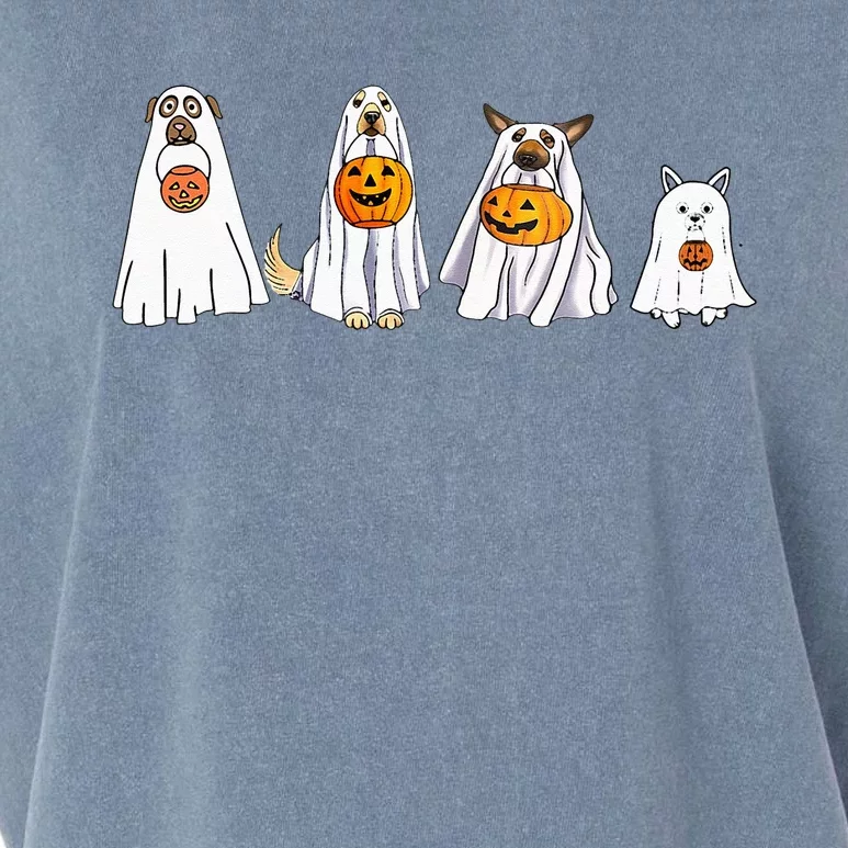 Cute Dog Dressed As Ghost Halloween Funny Boo Dog Lov Garment-Dyed Women's Muscle Tee