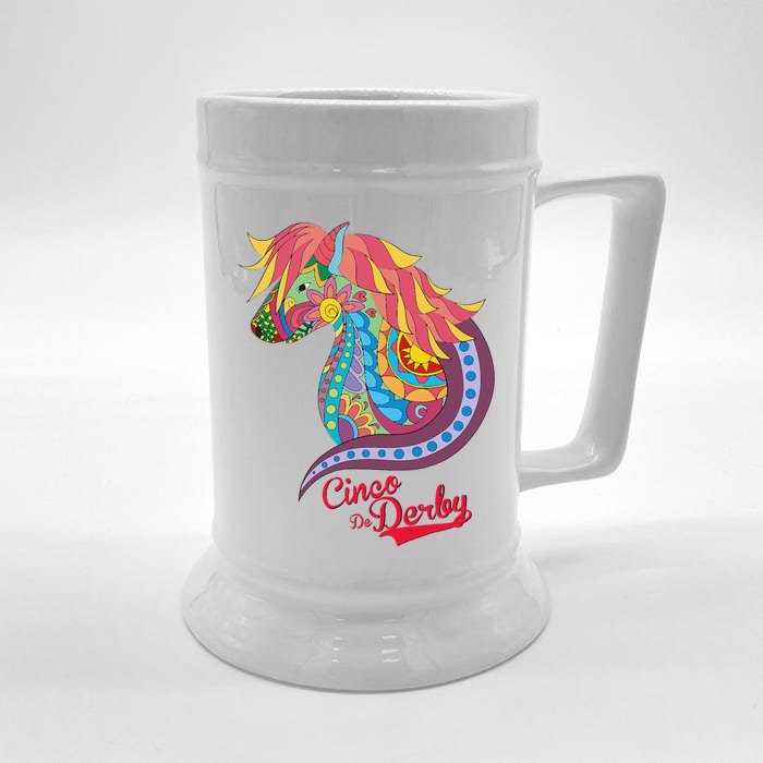 Cinco De Derby Mexican Kentucky Horse Race Front & Back Beer Stein